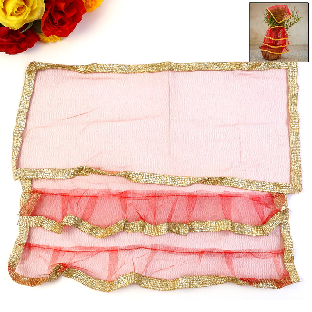 Red and gold tulsi vastra poshak set of two