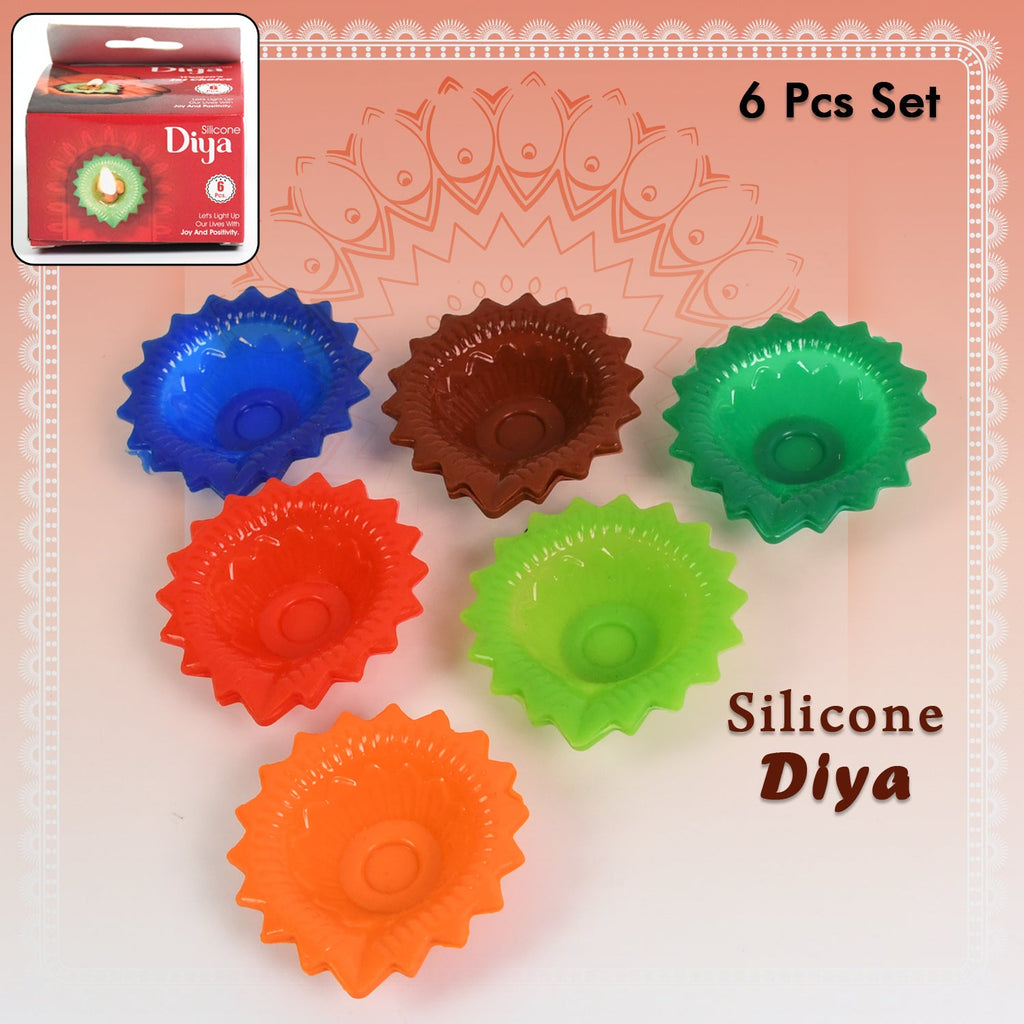 Silicone diyas lit with tealights