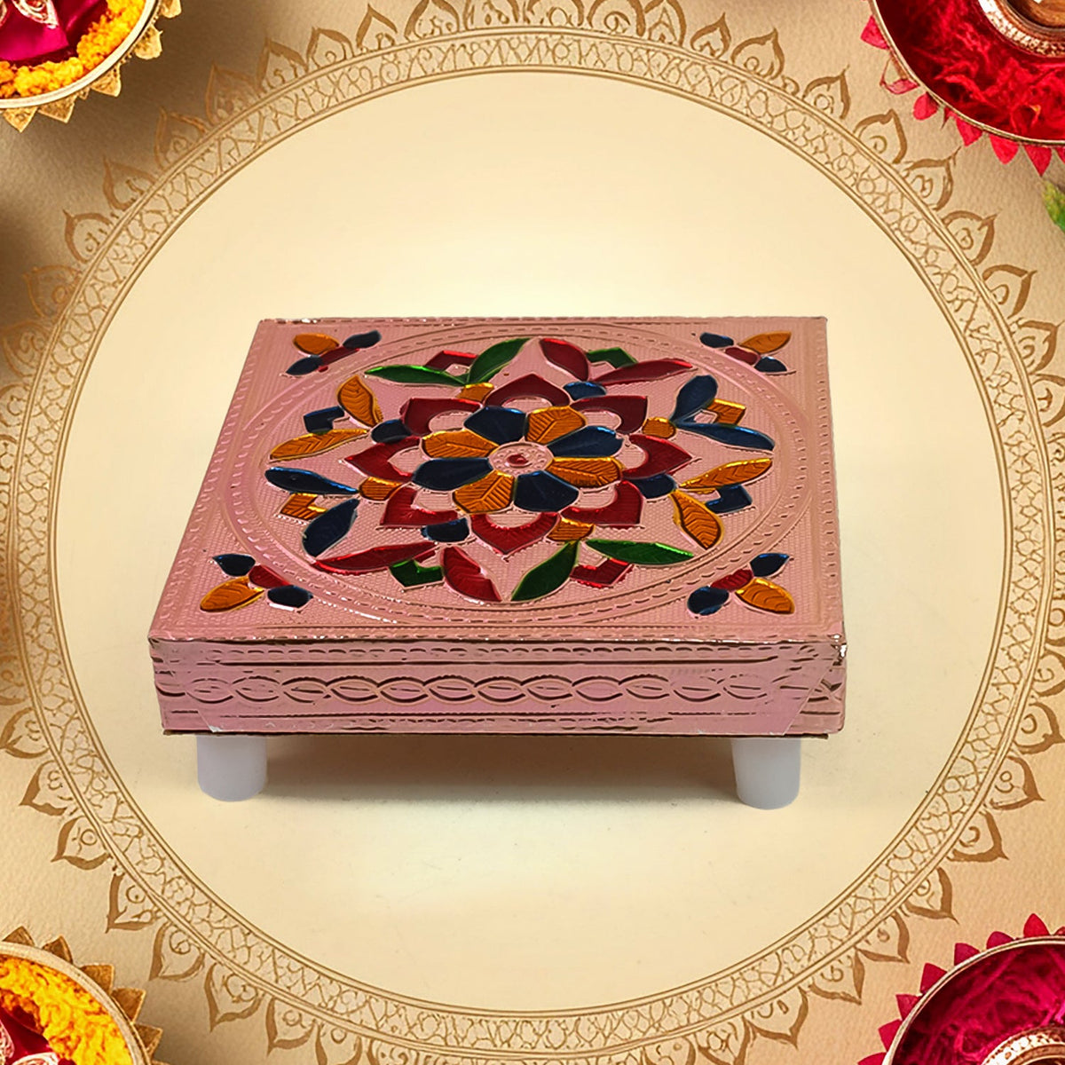 Meenakari chowki side view showing legs