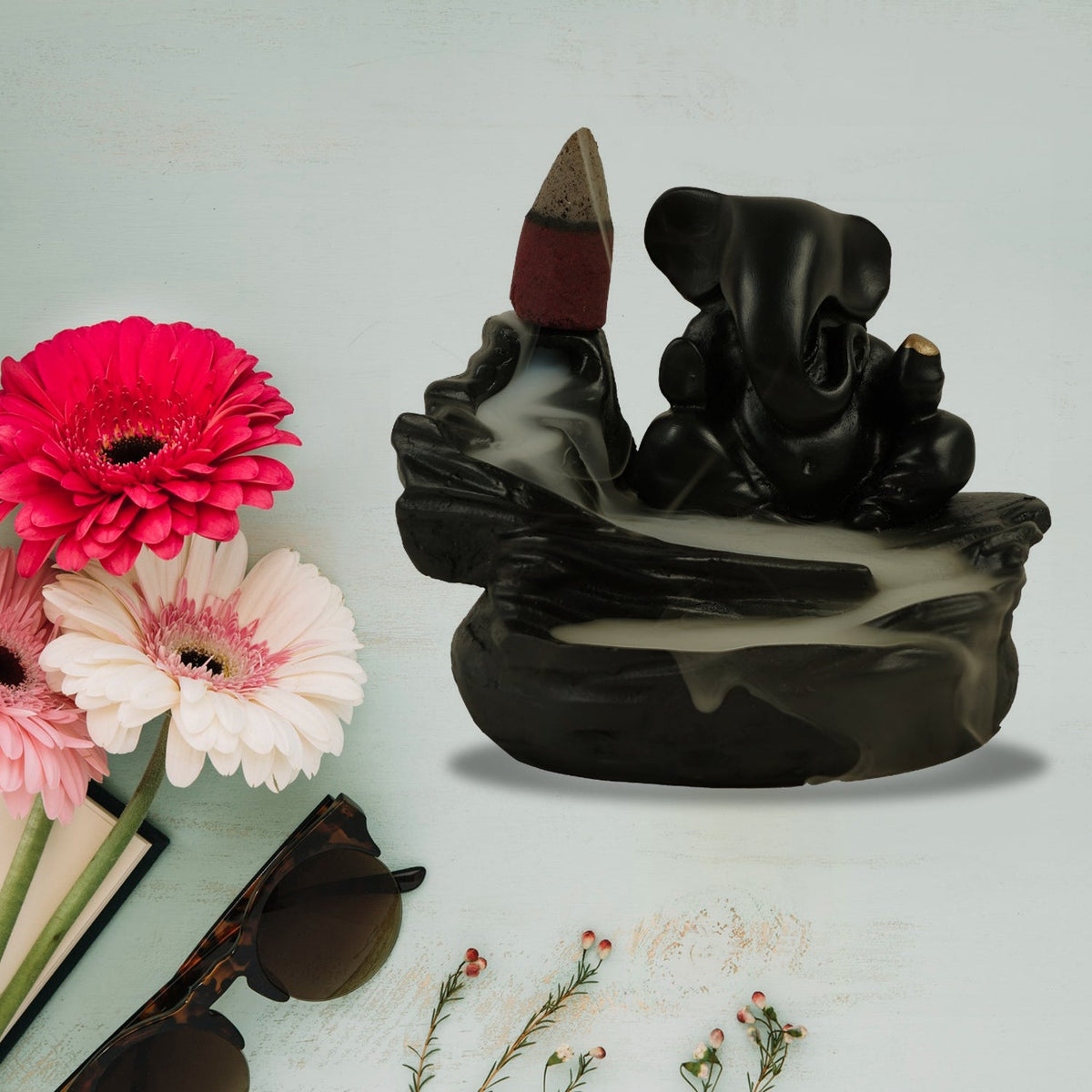 Smoke fountain Ganesha backflow incense burner