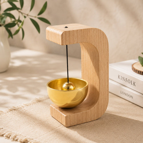 Meditation bell with wooden stand and mallet