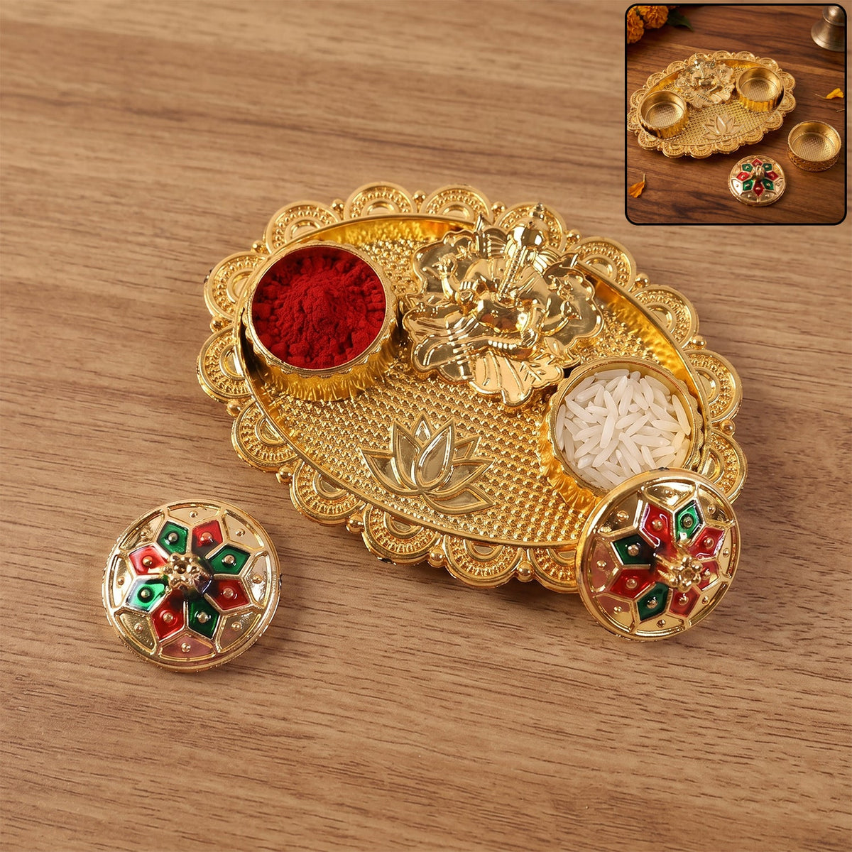 Kumkum holder on red petals