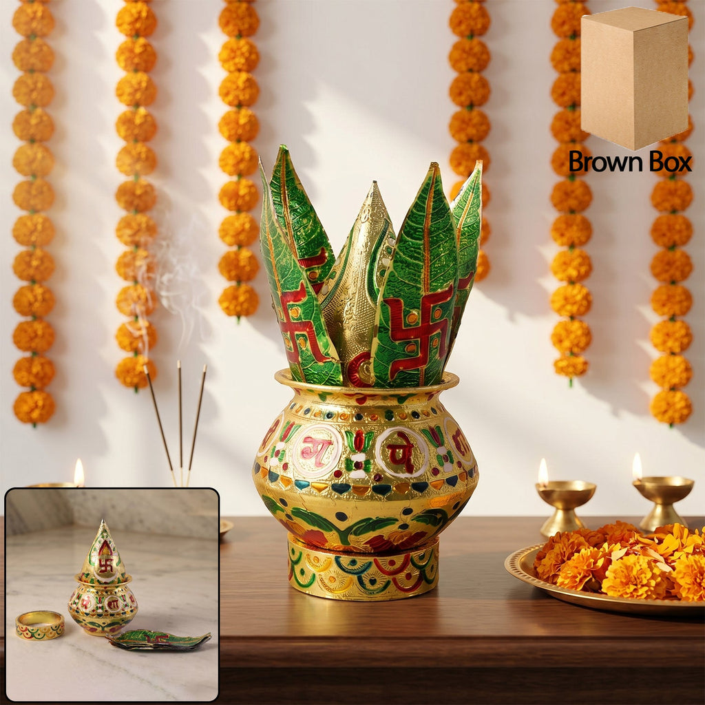 Traditional mangal kalash with lotus crown