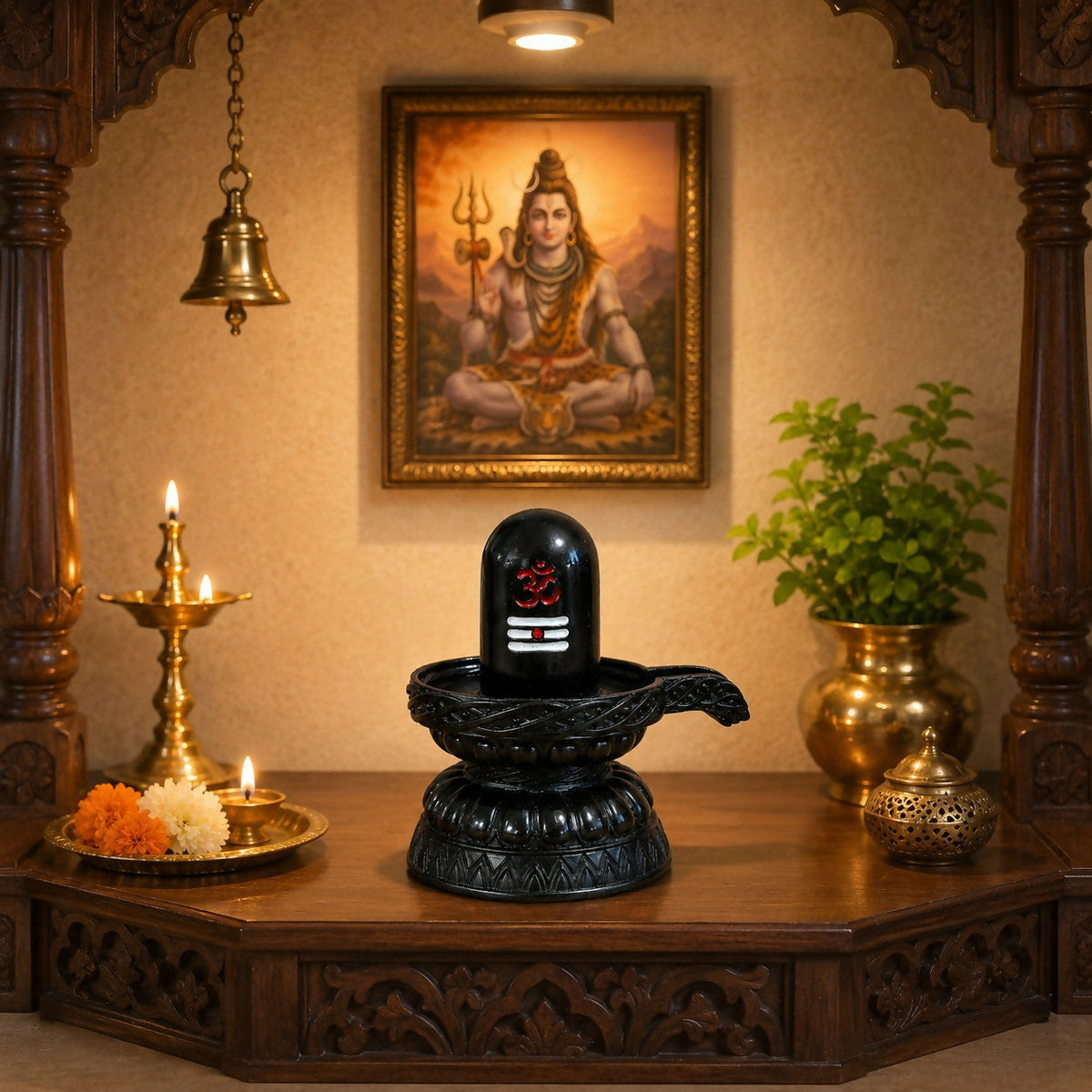 Shivling idol with decorative base