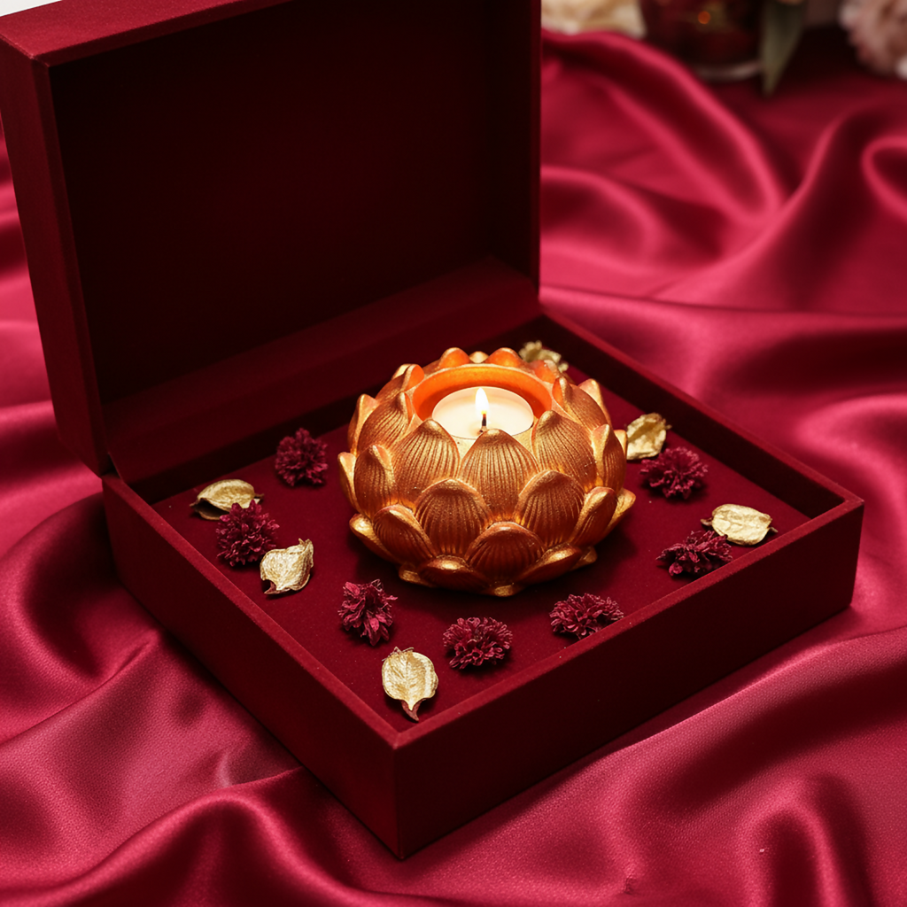 Big kamal lotus holder presented in a gift box