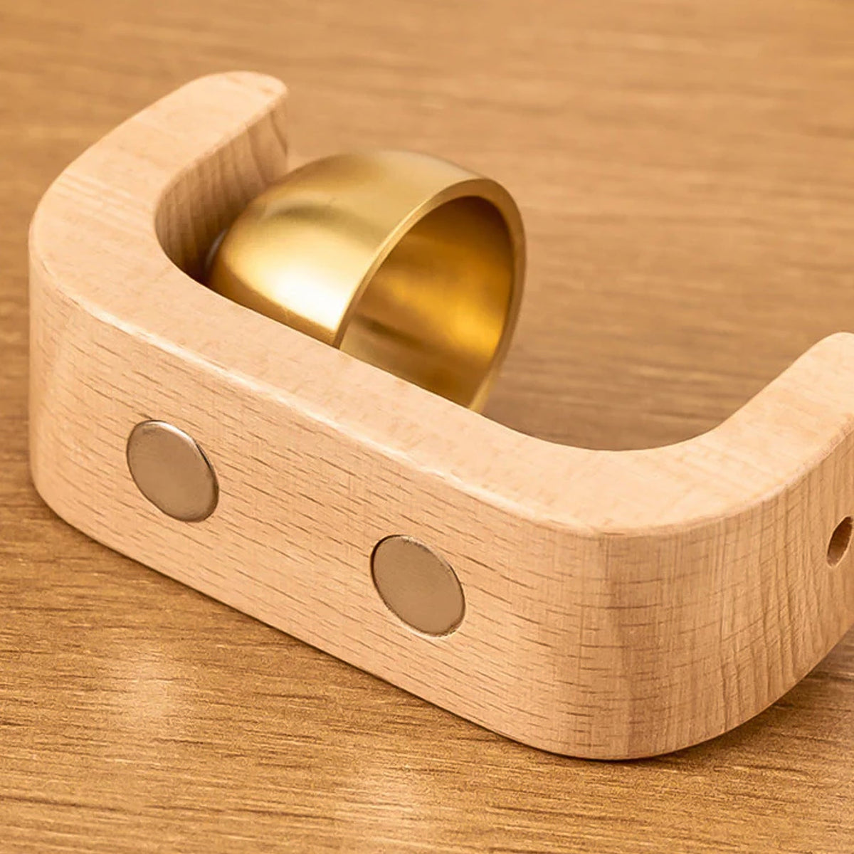 Brass door chime angled view