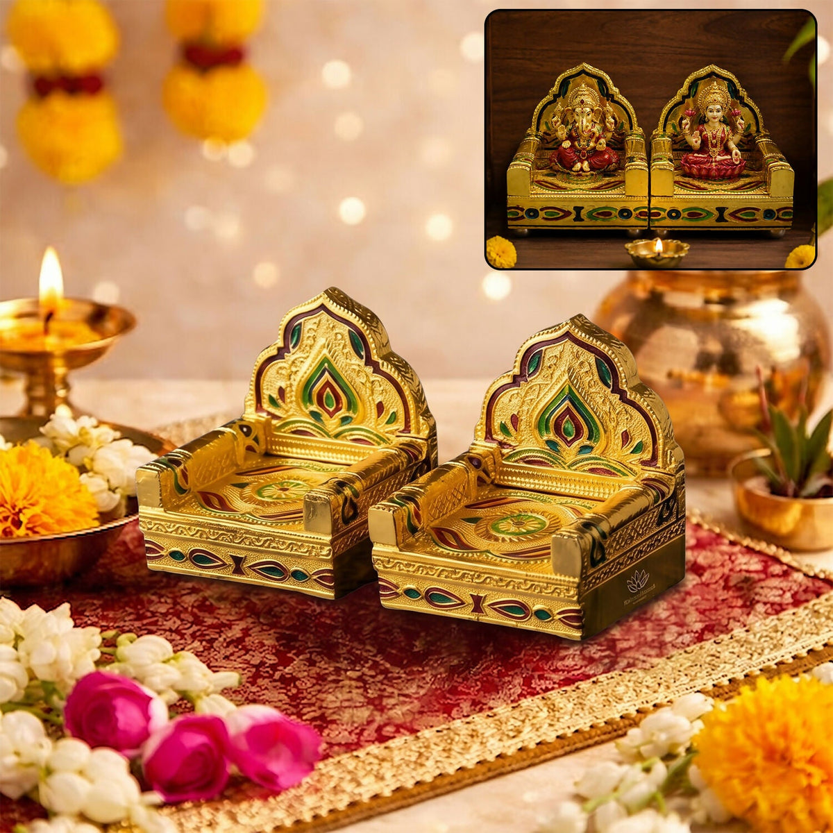 Gold meena Rajwadi sinhasan throne for idols