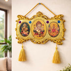 Lakshmi Ganesh Saraswati triple oval wall hanging