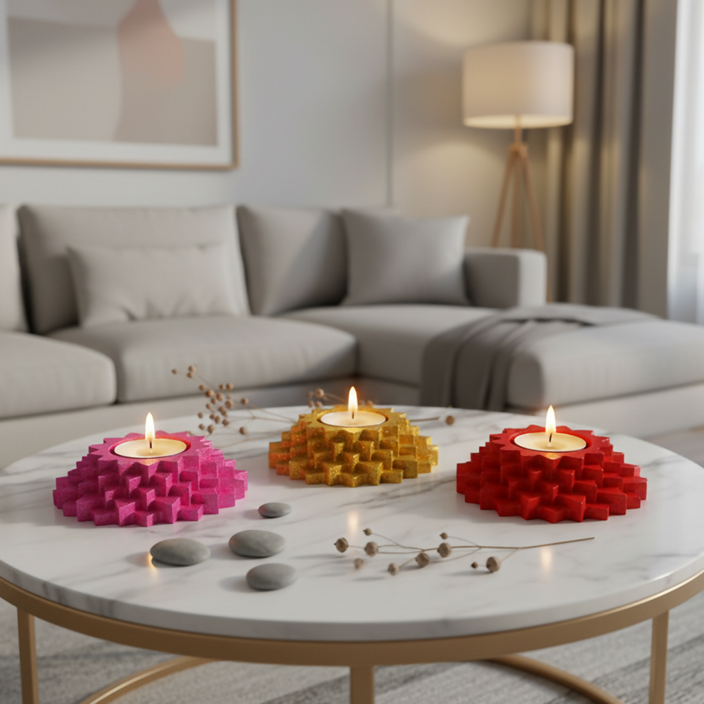 Five-step flower diya tealight holder