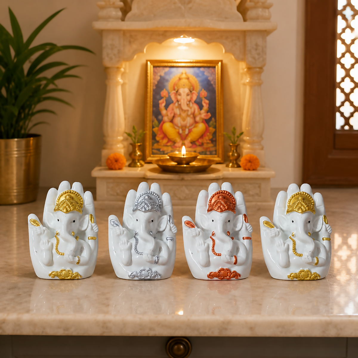Mini Ganesh idols close up